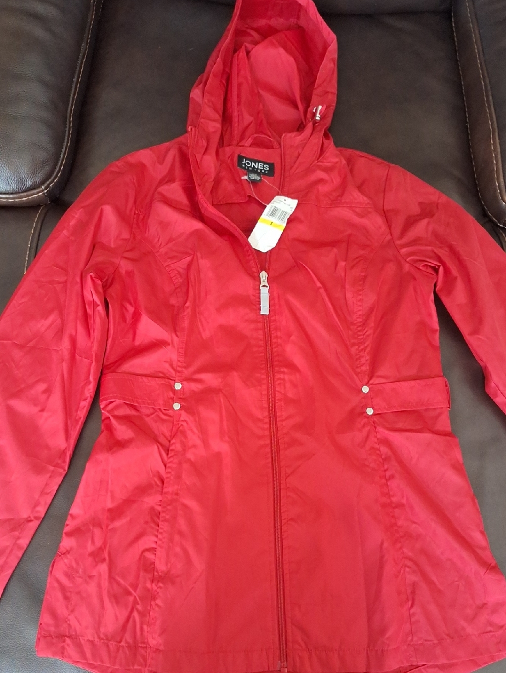 Jones New York Red Hooded Windbreaker Jacket